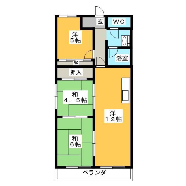 フロムAカイト(3LDK/4階)の間取り写真
