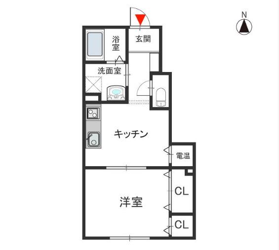ハピネス・サイノII(1DK/1階)の間取り写真
