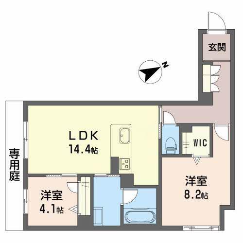 GRAND GREIGE(2LDK/1階)の間取り写真