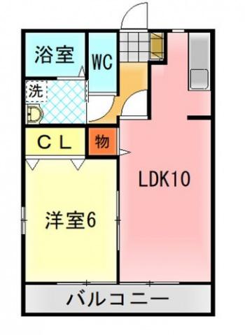 上三川ハイムC(1LDK/2階)の間取り写真