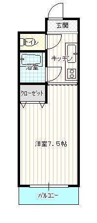 メゾンラベンダー16番館(1K/2階)の間取り写真