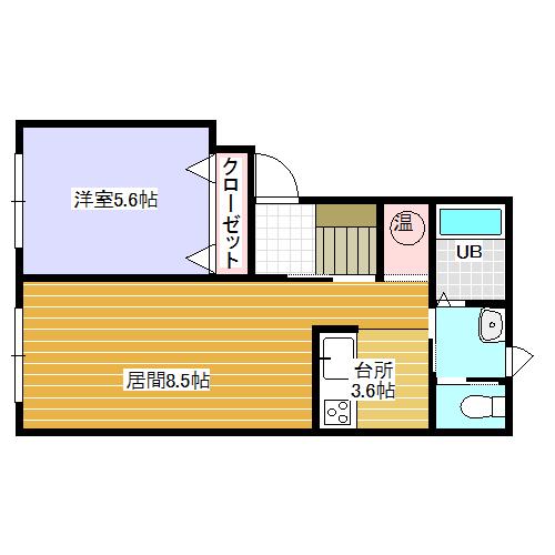 モイザリリバーハイツ(1LDK/1階)の間取り写真