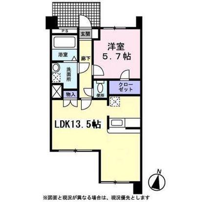 ホワイトヘイヴン(1LDK/1階)の間取り写真