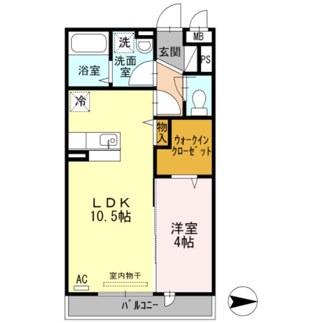 コートハウス アージュ(1LDK/2階)の間取り写真