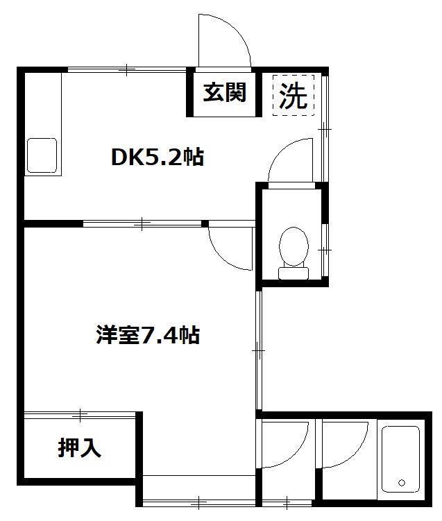 鈴野アパート(1DK/1階)の間取り写真