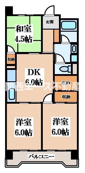ビレッジハウス港島タワー(3DK/10階)の間取り写真