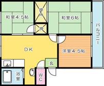 メイプルハイツ(3DK/2階)の間取り写真