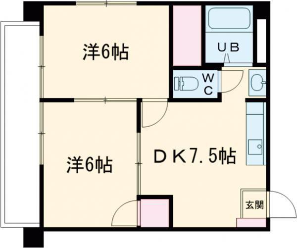 ポピーハイツ(2DK/3階)の間取り写真