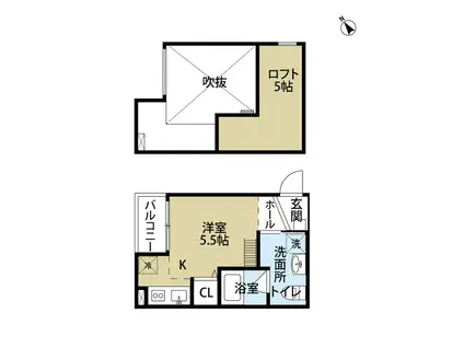 ドメーヌ堺(ワンルーム/2階)の間取り写真