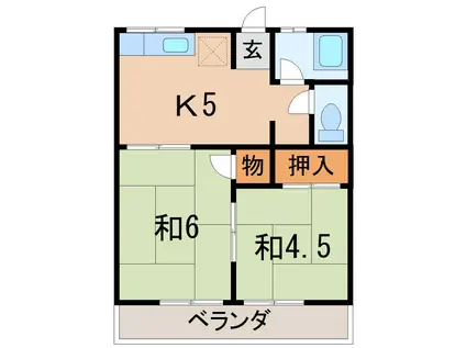 コーポワタナベ(2K/2階)の間取り写真