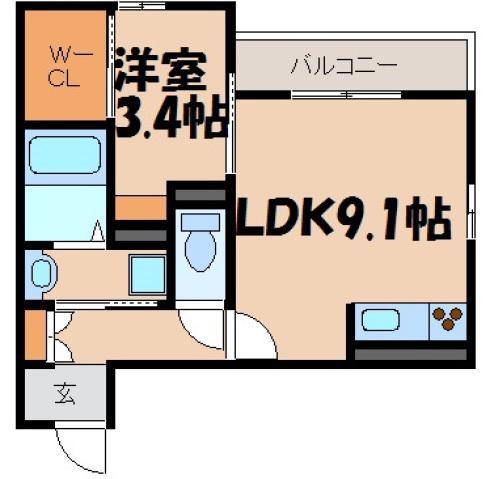 ライブコープ曙(1LDK/3階)の間取り写真