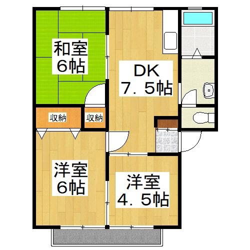 サンビレッジゆたかC(2LDK/2階)の間取り写真