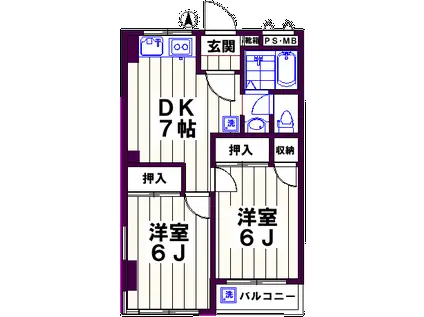 第5中町コーポ(2DK/3階)の間取り写真