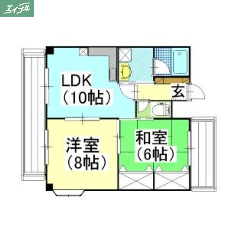 メゾンタイショウ3(2LDK/3階)の間取り写真