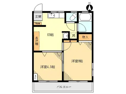 創和コーポ(2K/2階)の間取り写真
