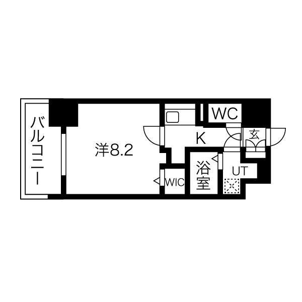 エスグランデ難波グランツ(1K/8階)の間取り写真