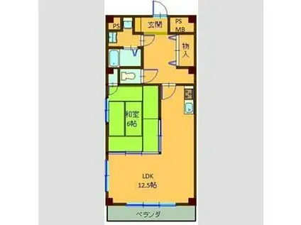 グランドヒルズ入場3番館(1LDK/4階)の間取り写真