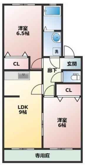 フォーシーズンズ秋(2LDK/1階)の間取り写真