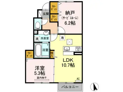メゾンみのりII(1SLDK/1階)の間取り写真