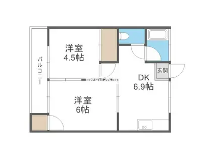 TMコーポ(2DK/2階)の間取り写真