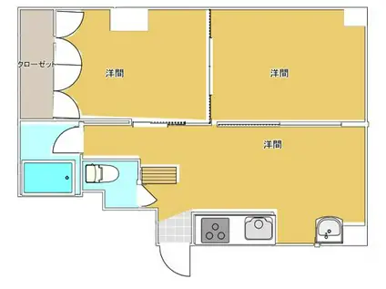 メイスイビル長浜中央(2DK/4階)の間取り写真