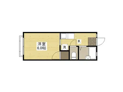 ヴィラ西町(1K/1階)の間取り写真