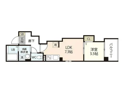 グレース十日市(1LDK/6階)の間取り写真
