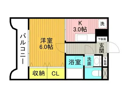 マンション・カンギン(1K/3階)の間取り写真