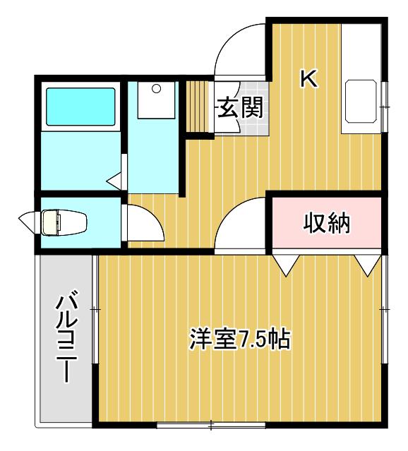 ヨーロピアンフルフル(1K/2階)の間取り写真