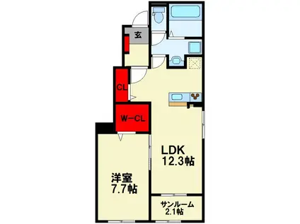 LUXOR G III(1LDK/1階)の間取り写真