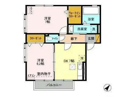 シャルマン(2DK/2階)の間取り写真