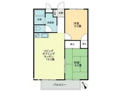 フォブール勅使 A棟(2LDK/2階)の間取り写真