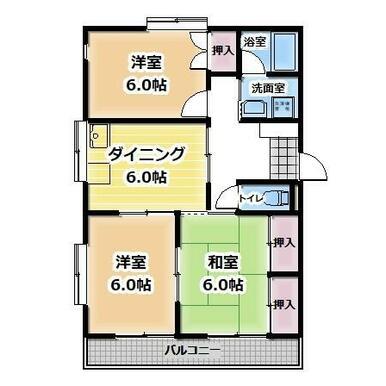 グランドハイツ清鳳(3DK/2階)の間取り写真