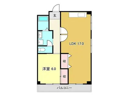 クラウン石立 I(1LDK/4階)の間取り写真