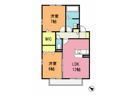 ラフィネ・ドミール壱番館(2LDK/2階)の間取り写真