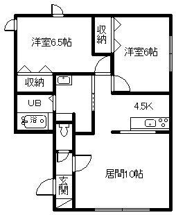 エルムの杜(2LDK/2階)の間取り写真