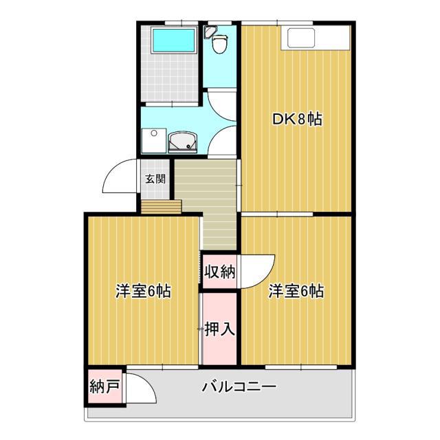 ハイツ水野(2DK/3階)の間取り写真