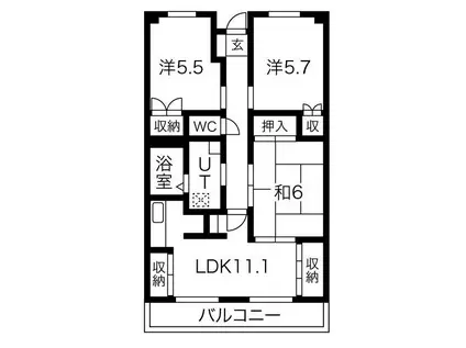 グレース蔵前(3LDK/1階)の間取り写真