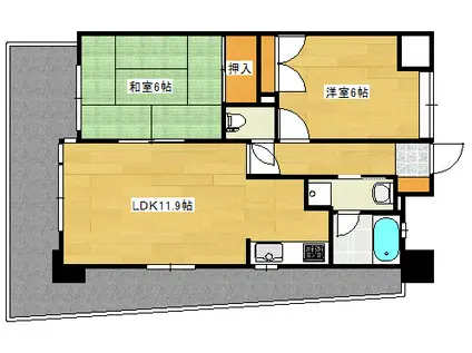 シェルクレールマンション(2LDK/2階)の間取り写真