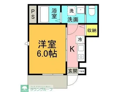 ベレガンス松戸VI(1K/1階)の間取り写真