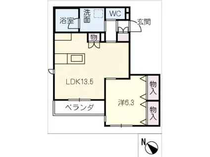 CORAIL BLANC(1LDK/2階)の間取り写真