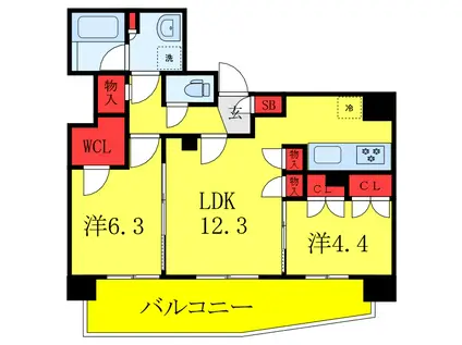SYFORME ITABASHI III(2LDK/12階)の間取り写真