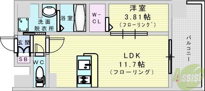 WORVE吹田江坂(1LDK/5階)の間取り写真