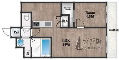 ALLIER鴻池元町(1LDK/8階)の間取り写真