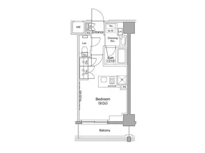 ザ・パークハビオ住吉(ワンルーム/2階)の間取り写真