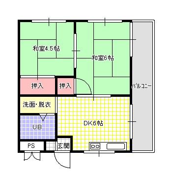 グリーンコーポラス(2DK/2階)の間取り写真