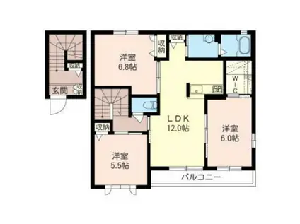 ブライトンハウス(3LDK/2階)の間取り写真