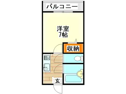 フラット2古賀(1K/2階)の間取り写真
