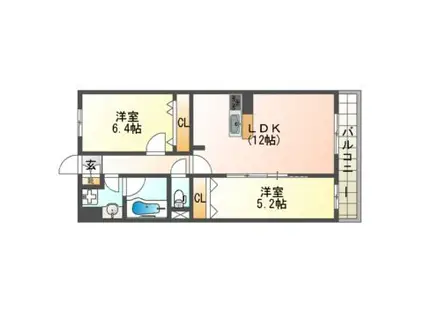 プラムアウルII(2LDK/1階)の間取り写真