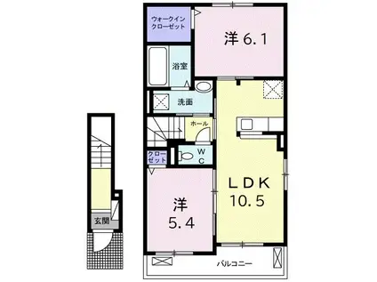 エテルノ・デーア・クロシェット(2LDK/2階)の間取り写真